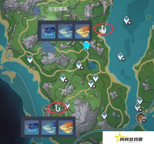 原神灰河渡手钓鱼地点分布图 灰河渡手精炼材料钓鱼点位攻略[多图]图片5