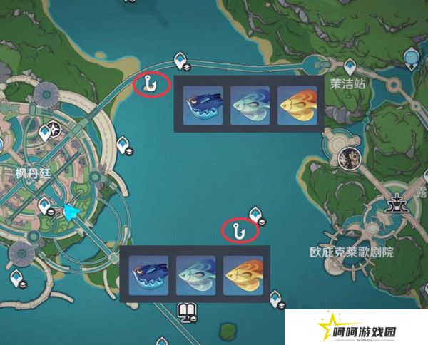 原神灰河渡手钓鱼地点分布图 灰河渡手精炼材料钓鱼点位攻略[多图]图片6